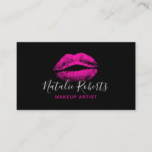 Hot-roze lipstick, artiest Black Beauty Salon Visitekaartje (Voorkant)