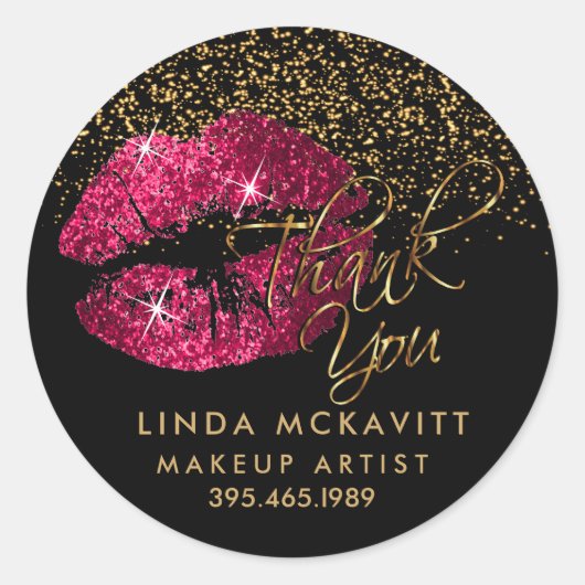 Hot-roze lipstick 💋 Bedankt Ronde Sticker (Voorkant)