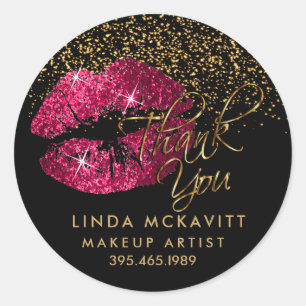 Hot-roze lipstick 💋 Bedankt Ronde Sticker