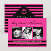 Hot-roze lipstick, glad-makreel-compartimentkaart briefkaart (Voorkant / Achterkant)