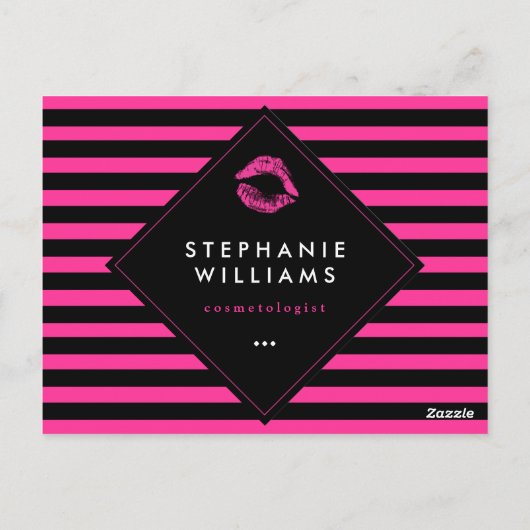 Hot-roze lipstick, glad-makreel-compartimentkaart briefkaart (Achterkant)