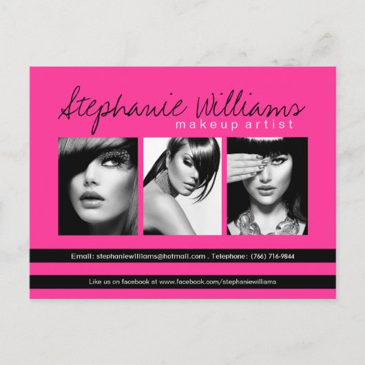 Hot-roze lipstick, glad-makreel-compartimentkaart briefkaart (Voorkant)