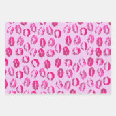 Hot-roze lipstick Kisses Valentijnsdag Inpakpapier Vel (Voorkant 2)