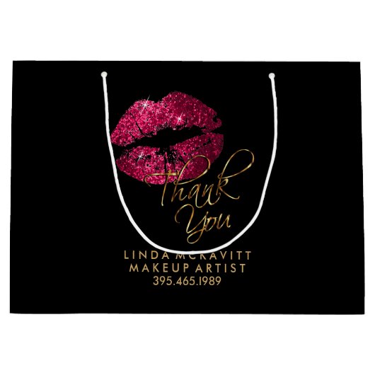 Hot-roze lipstick op zwart - Hartelijk dank Groot Cadeauzakje (Voorkant)