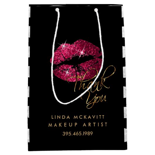 Hot-roze lipstick & White Stripes - Hartelijk dank Medium Cadeauzakje (Voorkant)