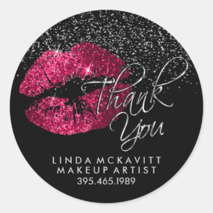 Hot-roze lipstick 💋 zilver Hartelijk dank Ronde Sticker