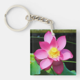 Hot-roze Lotus Flower Sleutelhanger