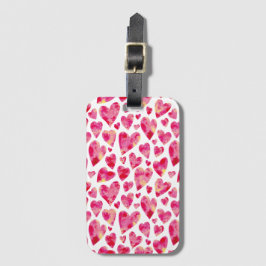 Hot-roze Love Heart patroon Bagagelabel