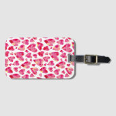 Hot-roze Love Heart patroon Bagagelabel (Voorkant (horizontaal))
