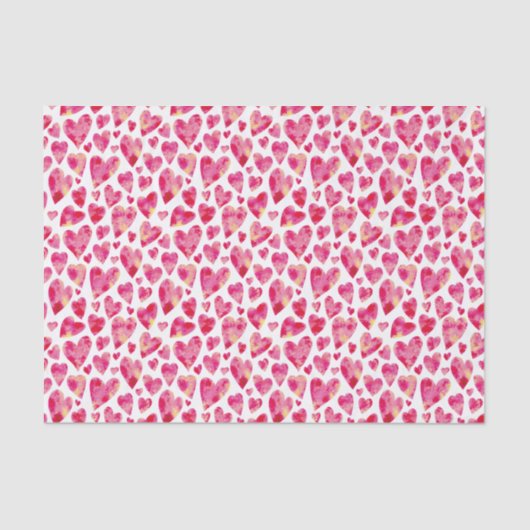 Hot-roze Love Heart patroon Tissuepapier (Voorkant)