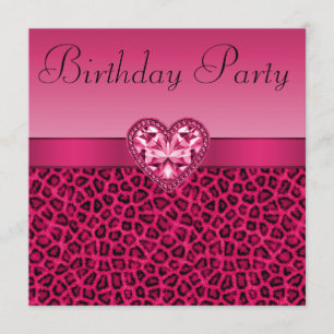 Hot-roze luipaard afdrukken en winkelwagentje Birt Kaart