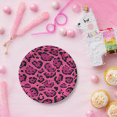 Hot-roze luipaard afdrukken papieren bordje (Feest)