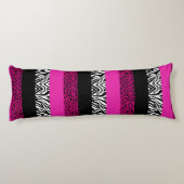 Hot-roze luipaard en dierlijke Zebra afdrukken Lichaamskussen (Achterkant)