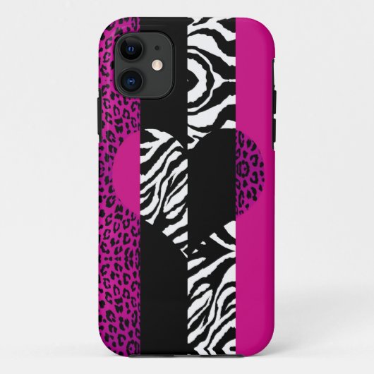 Hot-roze luipaard en Zebra — Afdrukhart Case-Mate iPhone Case (Achterkant)