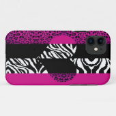 Hot-roze luipaard en Zebra — Afdrukhart Case-Mate iPhone Case (Achterkant (horizontaal))