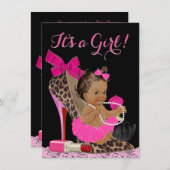 Hot roze luipaard hoge hak schoen etnisch Baby sho Kaart (Voorkant / Achterkant)
