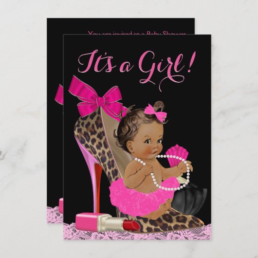 Hot roze luipaard hoge hak schoen etnisch Baby sho Kaart (Voorkant / Achterkant)