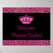 Hot-roze luipaard princes party banner poster (Voorkant)
