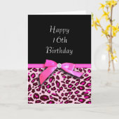 Hot roze luipaard print Happy Sweet 16th Birthday Kaart (Gele Bloem)