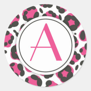 Hot-roze luipaard printmonogram sticker
