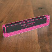 Hot-roze Magenta Bedrijfstaken Titel Naambordje (Zijkant)