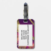 Hot-roze magenta & gouddemask bagagelabel (Achterkant verticaal)