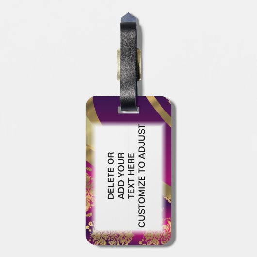 Hot-roze magenta & gouddemask bagagelabel (Achterkant verticaal)