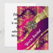 Hot-roze magenta & gouddemask kaart (Voorkant / Achterkant)