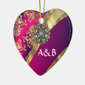 Hot-roze magenta & gouddemask keramisch ornament (Links)