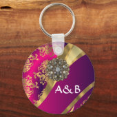 Hot-roze magenta & gouddemask sleutelhanger (Voorkant)