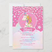 Hot roze magische regenboog eenhoorn meisje verjaa kaart (Voorkant)