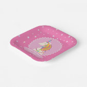 Hot roze magische regenboog eenhoorn meisje verjaa papieren bordje (Gebogen)