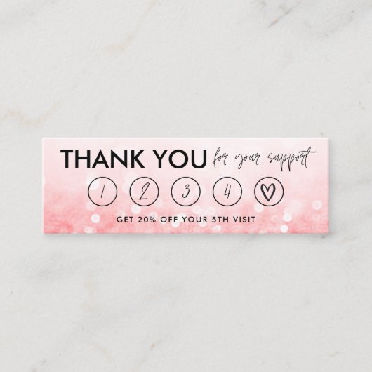 Hot-roze Makeup Hair Bedankt Loyalty Kaart Mini Visitekaartje (Voorkant)