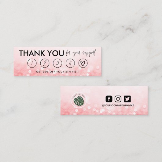 Hot-roze Makeup Hair Bedankt Loyalty Kaart Mini Visitekaartje (Voorkant / Achterkant)