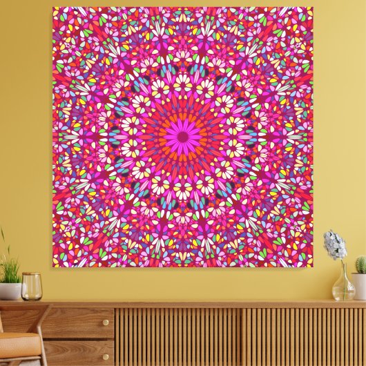 Hot Roze Mandala – Premium Omwikkeld Canvas Strali Afdruk (Insitu (Woonkamer))