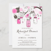 Hot roze Mason Jars repetitie diner Kaart (Voorkant)