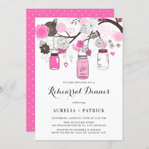 Hot roze Mason Jars repetitie diner Kaart