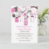 Hot-roze Mason Jars Weddenschap Kaart (Staand voorkant)