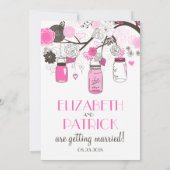 Hot-roze Mason Jars Weddenschap Kaart (Achterkant)