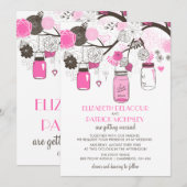 Hot-roze Mason Jars Weddenschap Kaart (Voorkant / Achterkant)