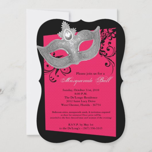 Hot-roze Masquerade ballmasker Costume Halloween Kaart (Voorkant)