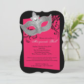 Hot-roze Masquerade ballmasker Costume Halloween Kaart (Staand voorkant)