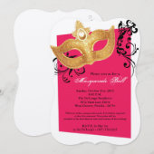 Hot-roze Masquerade ballmasker Costume Halloween Kaart (Voorkant / Achterkant)