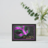 Hot-roze Masquerade RSVP-Visitekaartjes Informatiekaartje (Staand voorkant)