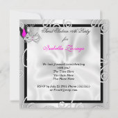 Hot-roze Masquerade Sweet 16-partijenmasker Silver Kaart (Achterkant)