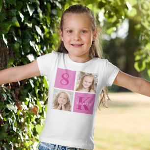 Hot Roze Meisje Foto Aangepaste Verjaardag Party K Tri-Blend Shirt