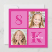 Hot roze meisje foto collage chique verjaardagsfee kaart (Voorkant)