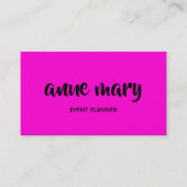 Hot roze meisje kalligrafie event planner trendy visitekaartje (Voorkant)