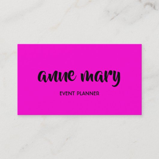 Hot roze meisje kalligrafie event planner trendy visitekaartje (Voorkant)