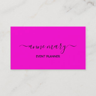 Hot roze meisje trendy kalligrafie event planner visitekaartje